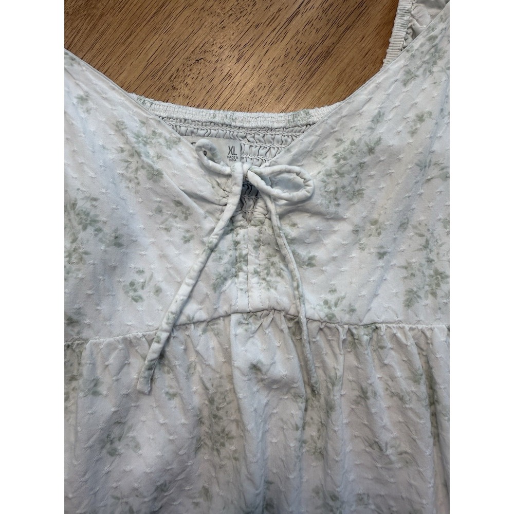 Hollister Floral Peasant Top XL Cottagecore Milkmaid Babydoll Tie Front Cutout - Picture 10 of 12